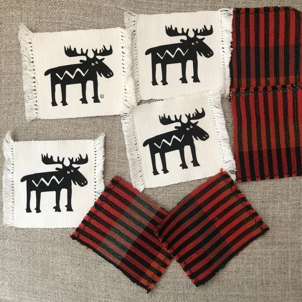 Coasters, Mug Rugs, 4 Mouse & R Red Woven Cabin Decor Wilderness